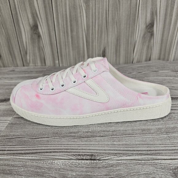 Tretorn Lace up Sneaker Mules Easy Nylite Canvas Pink/White Dye Women's Sz 9 NEW - Picture 16 of 16
